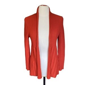 Eileen Fisher 100% Wool Open Front Cardigan Sweater Red Size Small